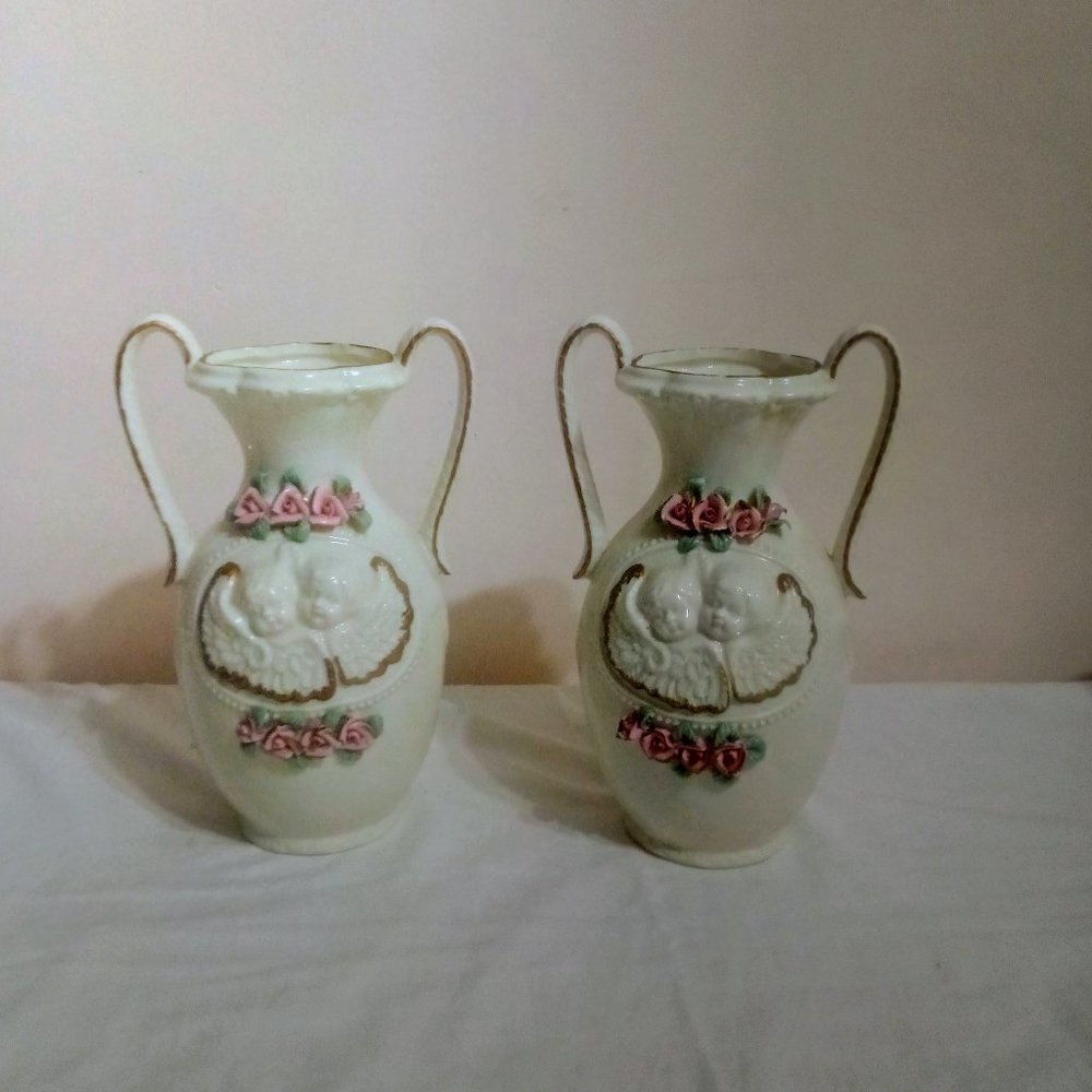 1940's Victorian Style Cherubs Vases Lot 2